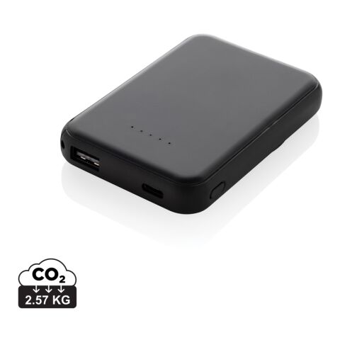 Stellar RCS återvunnen plast 5000 mah 5W magnetisk powerbank svart | Inget reklamtryck | Inte tillgängligt | Inte tillgängligt