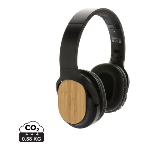 Elite hopvikbara trådlösa hörlurar, RCS och FSC® bambu svart | Inget reklamtryck | Inte tillgängligt | Inte tillgängligt
