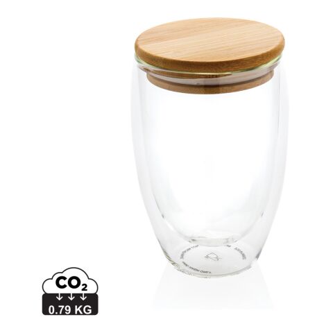 Dubbelväggigt borosilikatglas med bambulock, 350ml