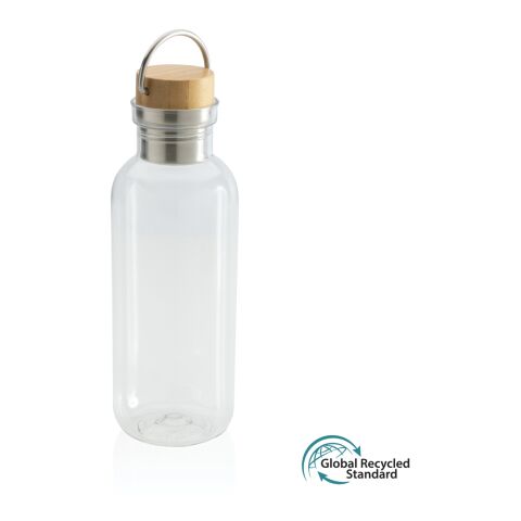 GRS RPET flaska med lock i FSC bambu och handtag vit | Inget reklamtryck | Inte tillgängligt | Inte tillgängligt