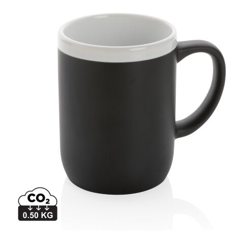 Keramikmugg med vit kant svart-vit