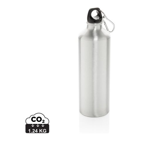 XL aluminium vattenflaska med karbinhake silver-svart | Inget reklamtryck | Inte tillgängligt | Inte tillgängligt