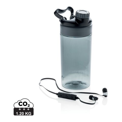 Läckagesäker flaska med trådlösa hörlurar grå-svart | Inget reklamtryck | Inte tillgängligt | Inte tillgängligt