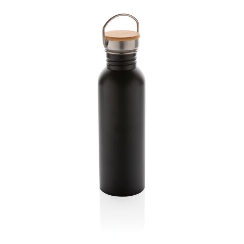Modern stainless steel flaska med bambulock svart | Inget reklamtryck | Inte tillgängligt | Inte tillgängligt