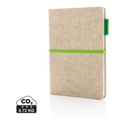 A5 Eco anteckningsbok i jute bomull grön-grön | Inget reklamtryck | Inte tillgängligt | Inte tillgängligt