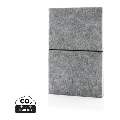 A5 softcover filt anteckningsbok GRS certifierad grå | Inget reklamtryck | Inte tillgängligt | Inte tillgängligt