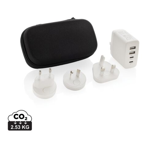 TravelCharge Pro RCS rplastisk reseladdare med USB C vit-svart | Inget reklamtryck | Inte tillgängligt | Inte tillgängligt