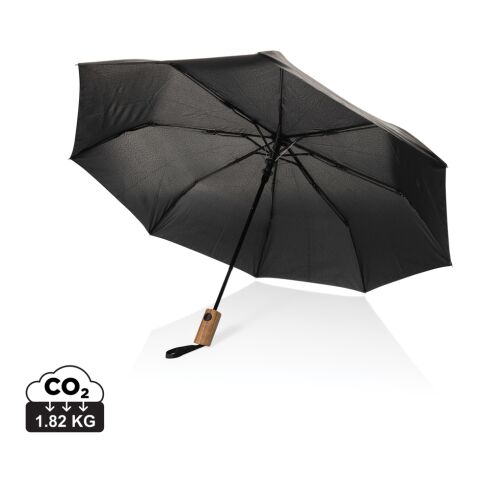 Kaycey 21” AWARE™ RPET Acacia trä mini paraply auto open svart | Inget reklamtryck | Inte tillgängligt | Inte tillgängligt
