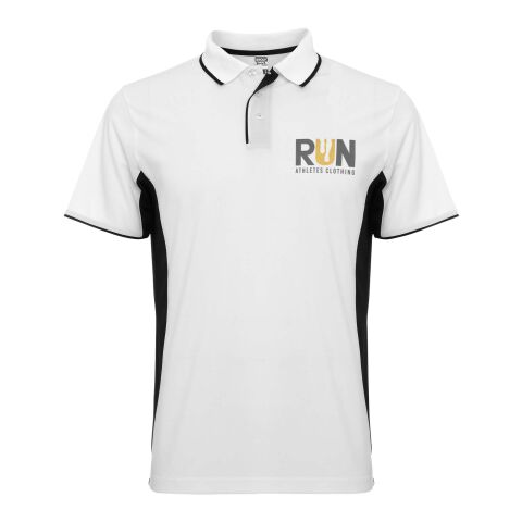 Montmelo kortärmad unisex sportpolo vit-svart | 2XL