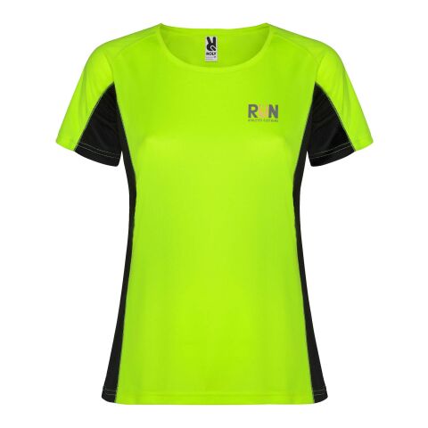 Shanghai kortärmad sport-T-shirt för dam Fluor Green-Svart | M