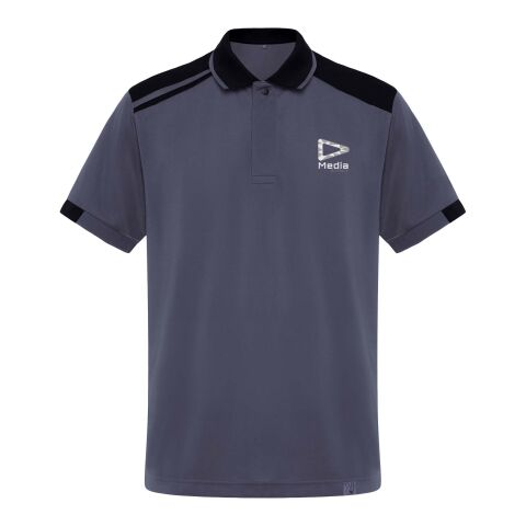 Samurai 160 g/m2 antibakteriell kortärmad unisex-pikétröja  Lead-Svart | L
