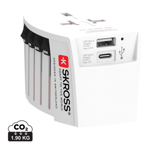 SKROSS World Travel Adapter MUV 2-polig med USB A och C