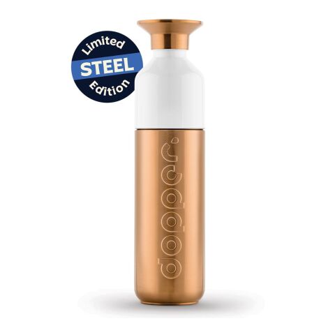 Dopper Steel 490 ML silver/vit | 1-färgat Skärmtryck | Front- and backside | 155 mm x 32 mm