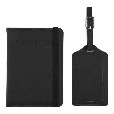 Recycled PU passport holder and luggage label Zani Svart | Inget reklamtryck | Inte tillgängligt | Inte tillgängligt