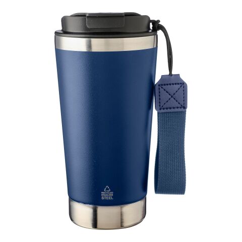 Recycled stainless steel double-walled drinking mug 500 ml Kayla Blå | Inget reklamtryck | Inte tillgängligt | Inte tillgängligt