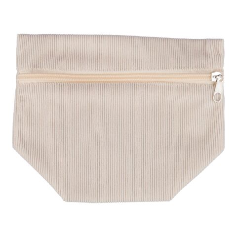 Corduroy zippered cosmetic pouch Tia beige | Inget reklamtryck | Inte tillgängligt | Inte tillgängligt