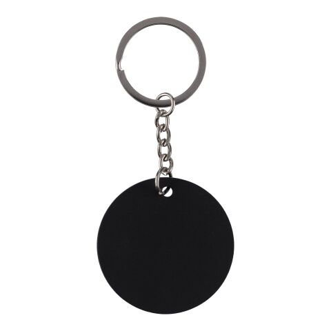 Recycled stainless steel round keychain Risa Svart | Inget reklamtryck