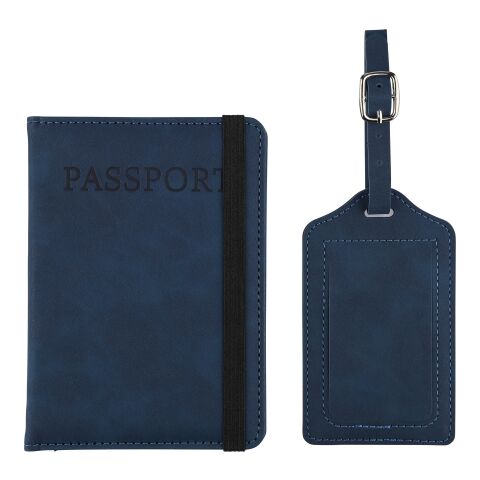 Recycled PU passport holder and luggage label Zani Blå | Inget reklamtryck | Inte tillgängligt | Inte tillgängligt