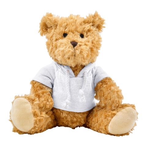 Plyschfigyr teddybjörn med luvtröja Vit