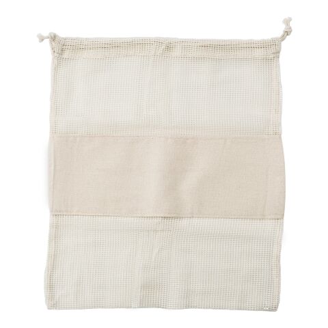 Set med tre återvinningsbara kassar i bomulls-mesh beige | Inget reklamtryck | Inte tillgängligt | Inte tillgängligt
