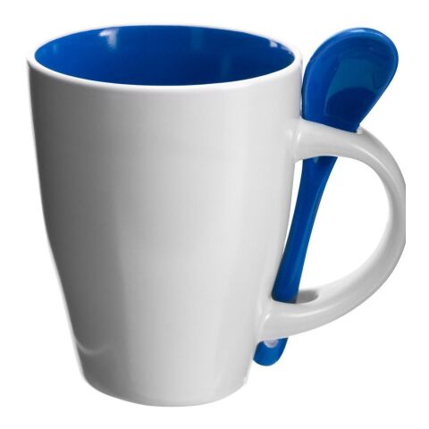 Mugg med sked, keramik (300 ml) Blå | Inget reklamtryck | Inte tillgängligt | Inte tillgängligt