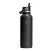 Hydro Flask Standard Mouth 621ml isolerad vattenflaska i rostfritt stål Svart
