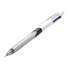 BIC® 4 Colours 3+1Hb ballpen vit-grå | Gravyr | Hatt-Höger klips | 15.00 mm x 12.00 mm