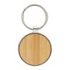 Rund nyckelring i RCS återvunnen zinklegering med bambu silver-brun | Inget reklamtryck | Inte tillgängligt | Inte tillgängligt