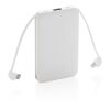 5.000 mAh powerbank i fickformat med integrerade kablar vit | Inget reklamtryck | Inte tillgängligt | Inte tillgängligt