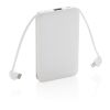5.000 mAh powerbank i fickformat med integrerade kablar vit | Inget reklamtryck | Inte tillgängligt | Inte tillgängligt