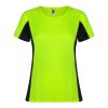 Shanghai kortärmad sport-T-shirt för dam Fluor Green-Svart | M
