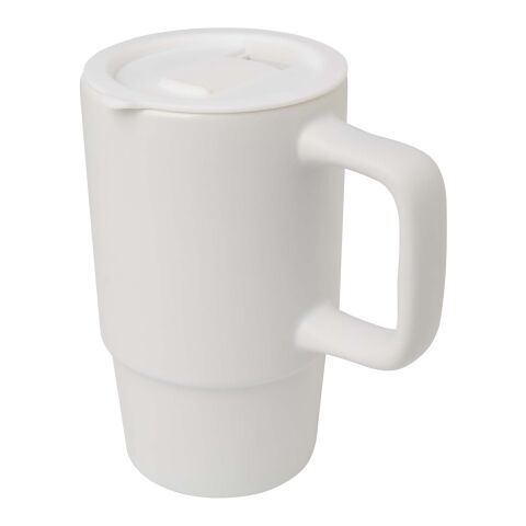 Carter 450 ml keramisk mugg med plastlock Standard | Vit | Inget reklamtryck | Inte tillgängligt | Inte tillgängligt
