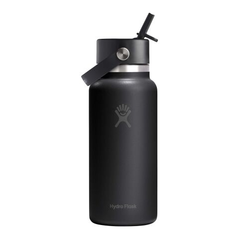 Hydro Flask Wide Mouth 946ml isolerad vattenflaska i rostfritt stål med lock med sugrör Vit