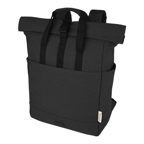 Joey 15 tums laptopväska med rullstängning av GRS-återvunnen canvas, 15 l Svart