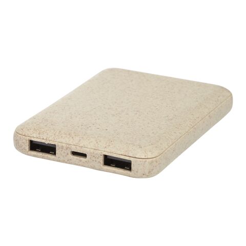 Asama 5000 mAh trådlös powerbank i halm Standard | Beige | Inget reklamtryck | Inte tillgängligt | Inte tillgängligt
