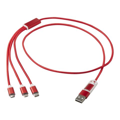 Versatile 5-1-laddningssladd i återvunnen aluminium Standard | Röd | Inget reklamtryck | Inte tillgängligt | Inte tillgängligt