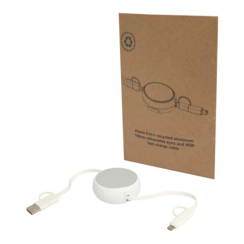 Alasia 5-i-1 100 cm utdragbar datasynkroniserings- och 45 W snabbladdningskabel av återvunnen plast och aluminium Standard | Silver | Inget reklamtryck | Inte tillgängligt | Inte tillgängligt