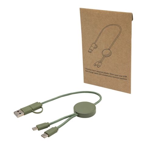 Citala 5-i-1 30 cm datasynkroniserings- och 27 W snabbladdningskabel av återvunnen plast Standard | Ljunggrön | Inget reklamtryck | Inte tillgängligt | Inte tillgängligt