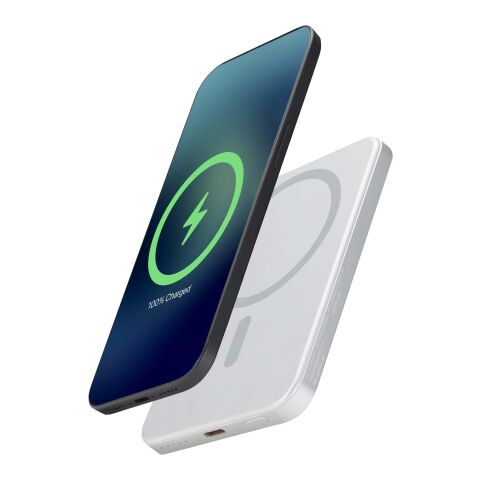 Avis 5000 mAh magnetisk powerbank i RCS-återvunnet aluminium  Silver