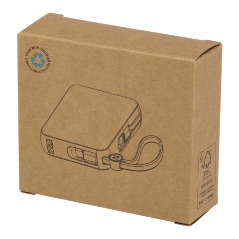 Acrux 10 000 mAh 35 W powerbank för surfplattor med inbyggd Type-C-kabel – tillverkad av återvunnen plast Standard | Vit | Inget reklamtryck | Inte tillgängligt | Inte tillgängligt