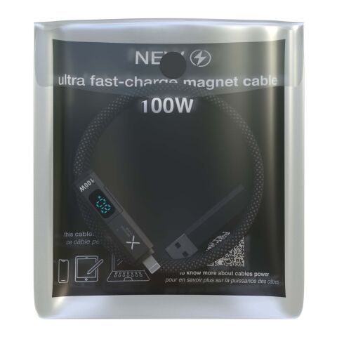 SCX.design C57 100W 4-i-1 rPET-laddningskabel med magnet och display Mörkgrå | Inget reklamtryck | Inte tillgängligt | Inte tillgängligt