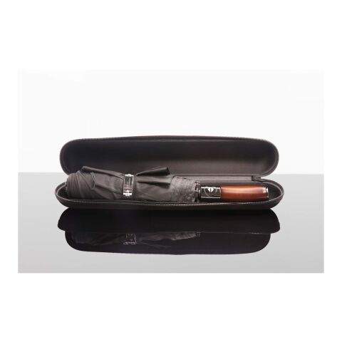 SCX.design R03 hopfällbart paraply med trähandtag med automatisk öppning/stängning  svart | Inget reklamtryck | Inte tillgängligt | Inte tillgängligt