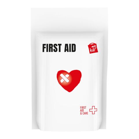 MiniKit First Aid med papperspåse vit | Digitaltryck | front | 80 mm x 86 mm
