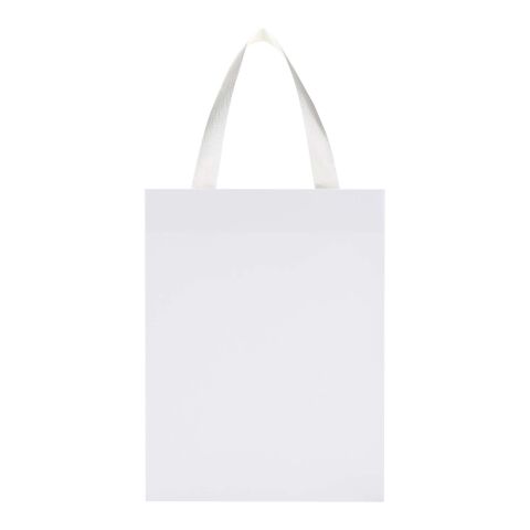 Smartfold 230 g/m² papperspåse med satinhandtag och glansig laminering – 24 x 10 x 32 cm vit