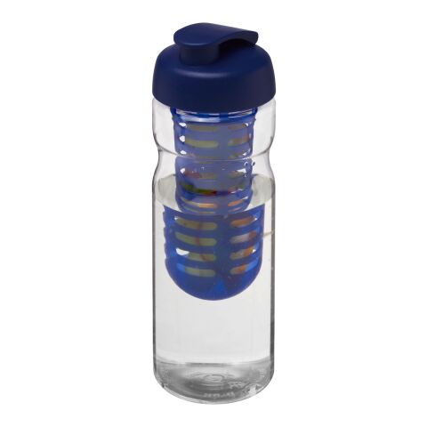 H2O Base® 650 ml sportflaska med uppfällbart lock och fruktkolv Transparent-Blå | Inget reklamtryck | Inte tillgängligt | Inte tillgängligt