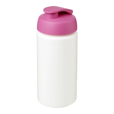 Baseline® Plus grip 500 ml sportflaska med uppfällbart lock Vit-Rosa | Inget reklamtryck | Inte tillgängligt | Inte tillgängligt