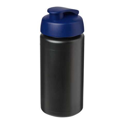 Baseline® Plus grip 500 ml sportflaska med uppfällbart lock Svart-Blå | Inget reklamtryck | Inte tillgängligt | Inte tillgängligt