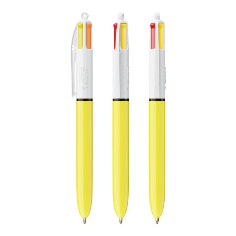 BIC® 4 Colours Sun kulpenna vit-gul | 1-färgat Skärmtryck | Kork-Kork baksida | 22.00 mm x 10.00 mm