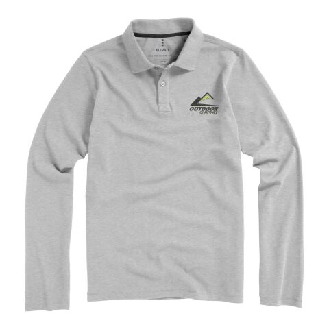 Oakville Langarm Poloshirt Standard | Gråmelange | 2XL | Inget reklamtryck | Inte tillgängligt | Inte tillgängligt | Inte tillgängligt