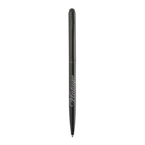 Sleek Stylus Executive kulpenna med stylustopp svart | 1-färgat Skärmtryck | Hatt-Bakre klips | 10.00 mm x 24.00 mm